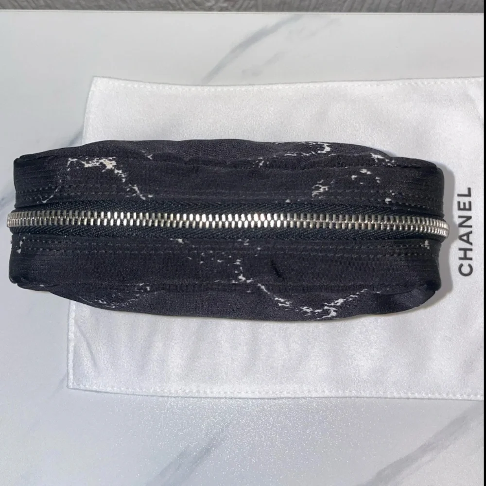 CHANEL Zipper Pouch! Traveline Nylon Print!